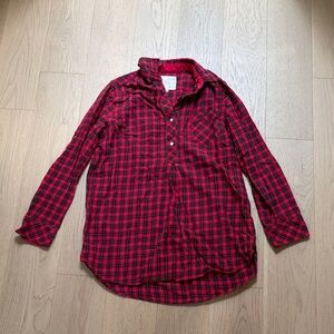 Victorias Secret cotton and silk Red Plaid Long-Sleeve Night Shirt